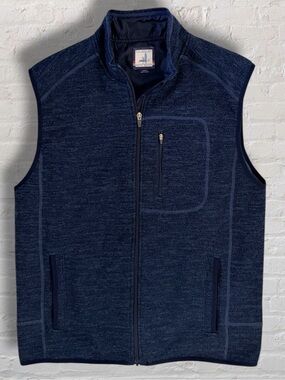 Johnnie-O Tahoe Vest Mens Large Navy Admiral Heather Full Zip Fleece Golf Preppy